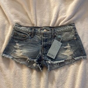 REVICE Distressed Jean Shorts - Gray